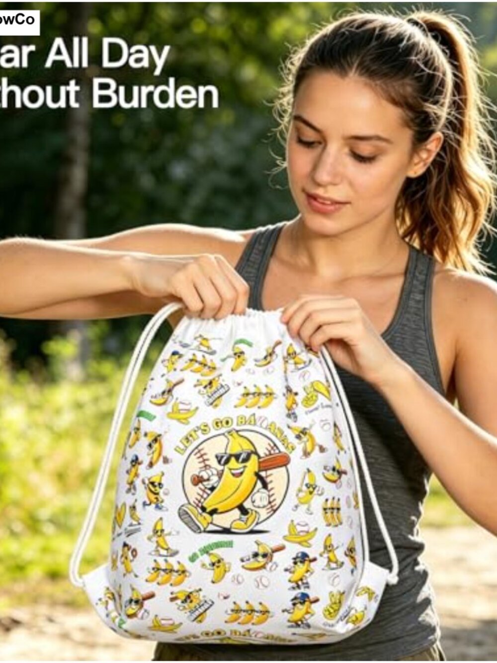 Savannah Bananas Inspired Drawstring Bag Lightweight Polyester Baseball Fan - Picture 5 of 6